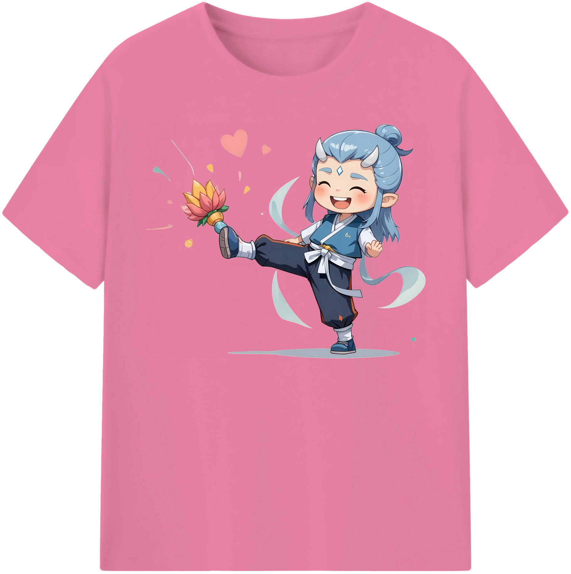 （画像用） Ne Zha 2 ナタ 魔童の大暴れ 綿100％半袖Tシャツ（フロントプリント）